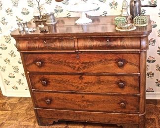 Flame mahogany 5 drawer dresser