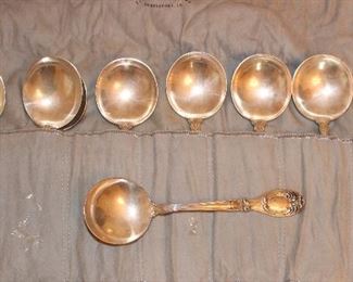 Set of cream soup sterling spoons