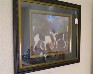 LARGE FRAMED PICTURE OF DOGS