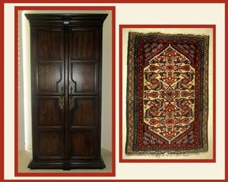 Men's Armoire or Tall Dresser; Part of the Matching Master Bedroom Set and Small Old Throw Rug  