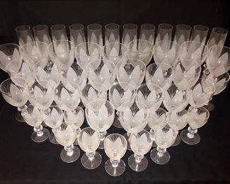 Fabulous Set of Frosted Crystal Stemware  