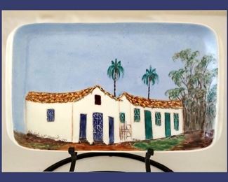 Large Platter, part of the HUGE Collection of Signed Ester Robacov, aka Ester Embu, Famous Listed Brazilian Artist, Hand Painted Porcelain Pieces 