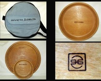 Invicta Delta Wooden Bowls, Large and Small, Platter and Case 