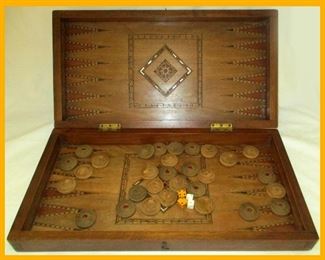 Old Backgammon Game in Wooden Box 