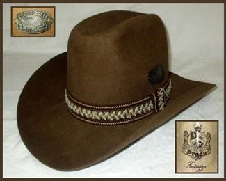 Excellent Prada, Like New, Cowboy Hat with Metal Stagecoach Emblem