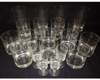Cool Set of Mid Century Modern Etched Glasses