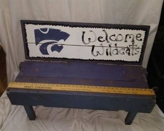 K-State wooden bench