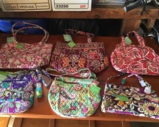 Selection of Vera Bradley bags, new with tags. Also available, Fossil canvas and corduroy bags