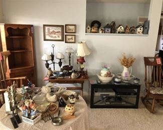 Hummels, bird houses, vintage bowls and pitchers