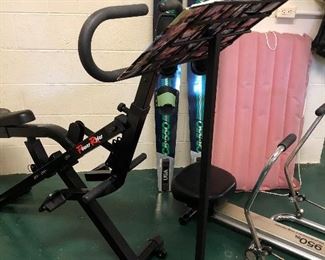 Exercise bike and rowing machine.