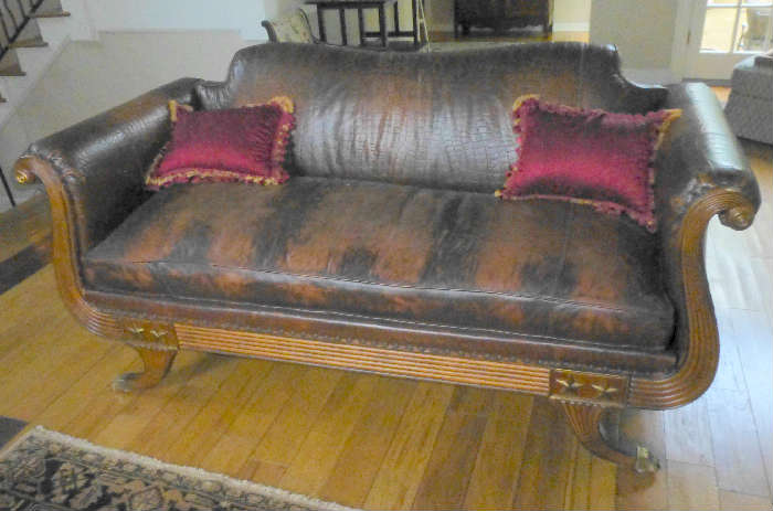 Federal Style Leather Sofa