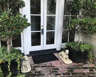 Pair of Cast Stone Whippets
