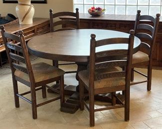 Rustic Dining room  Table w/ 4 Chairs	30in H x 56in Diameter	