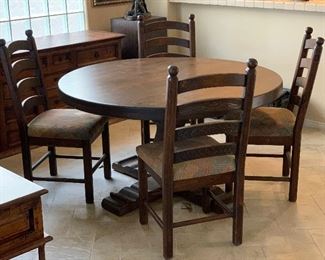 Rustic Dining room  Table w/ 4 Chairs	30in H x 56in Diameter	