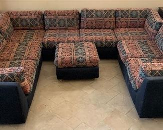 Southwest Sectional Sofa/Couch w/ 2 ottomans	28in H x 36in D   Rectangular  takes up 120in x 98 in	HxWxD	 
