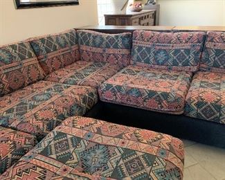 Southwest Sectional Sofa/Couch w/ 2 ottomans	28in H x 36in D   Rectangular  takes up 120in x 98 in	HxWxD	 
