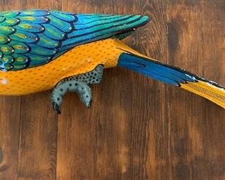Lg Macaw on Perch Carlos Del Conte paper mache Mexican Folk Art	39in x 12in		 
