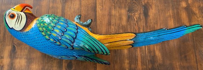 Lg Macaw on Perch Carlos Del Conte paper mache Mexican Folk Art	39in x 12in		 
