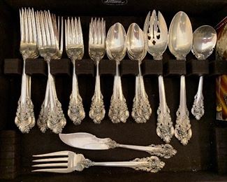 52pc Wallace Grande Baroque Sterling Silver Set	12place setting,	
