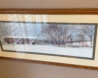Cattle in the Snow Litho framed	