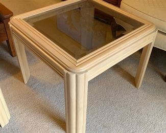 80s Glass & White Wash end table #1	20x26x27in	HxWxD

