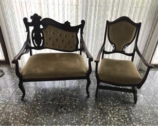 Antique settee and rocker