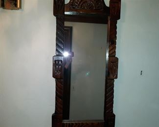 Carved Oak Wall Mirror