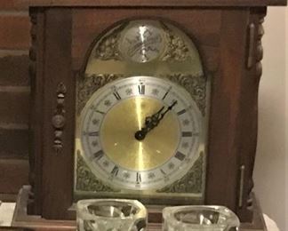 Another lovely hand crafted mantle clock, Czech crystal candle holders, elephant salt & pepper shakers