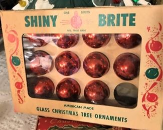 Close-up of Shiny Brite ornaments