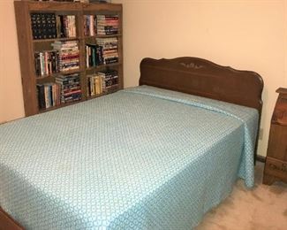 Mid-century bed, tater box, book cases, mysteries and thrillers collection