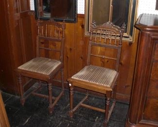 pair of 1860 banister back walnut side chairs