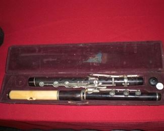 19th century ebony flute with case