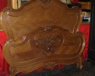 Louis XVI heavily carved kingswood bed , no rails