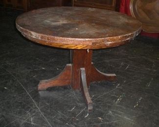 mission style round oak pedestal table