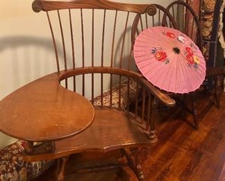 Vintage Windsor Paddle Writing Chair w/drawer