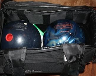 Columbia bowling Balls and a nice  Strikeforce Bag