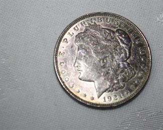 One of two 1921 Morgan Silver Dollars