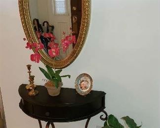 Bombay Half Moon Table and decorative Gold Framed Mirror