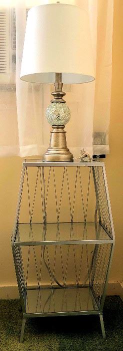 PVT057 Metal Framed Night Stand and Lamp 