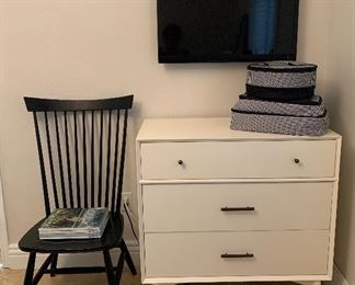 Chair from Crate & Barrel, dresser from West Elm.