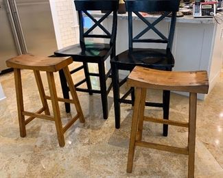 Black bar chairs from Pottery Barn and the wood stools from Target. All in fantastic condition.