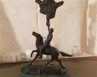 Buffalo signal by Frederic Remington - mounted bronze