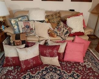 Assorted throw pillows