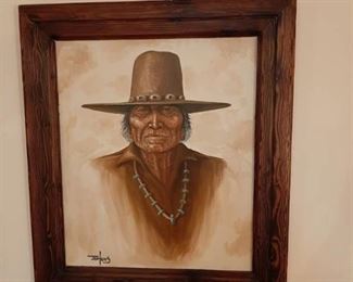 Native American man oil on canvas by Jenkins