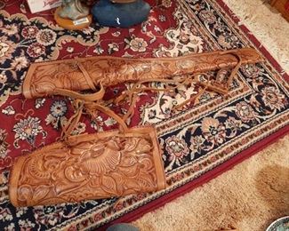 Tooled leather gun case