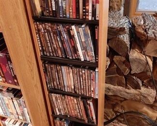 Shelf with DVD's-mostly westerns