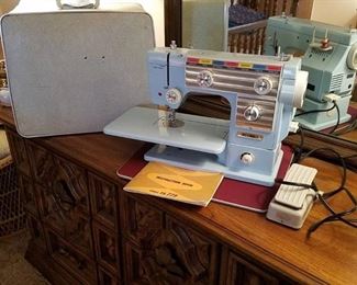 sewing machine and case - works