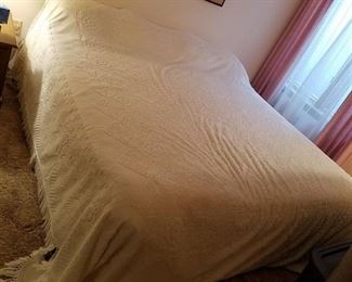 king size bed - complete mattress, frame, bedding included - in basement