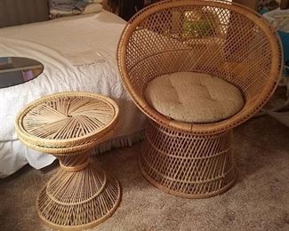 wicker chair and table