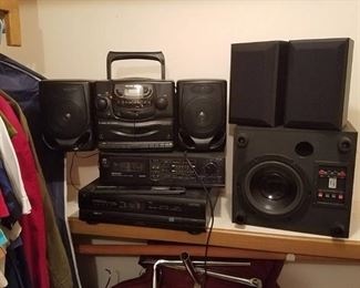 stereos and stero cabinet